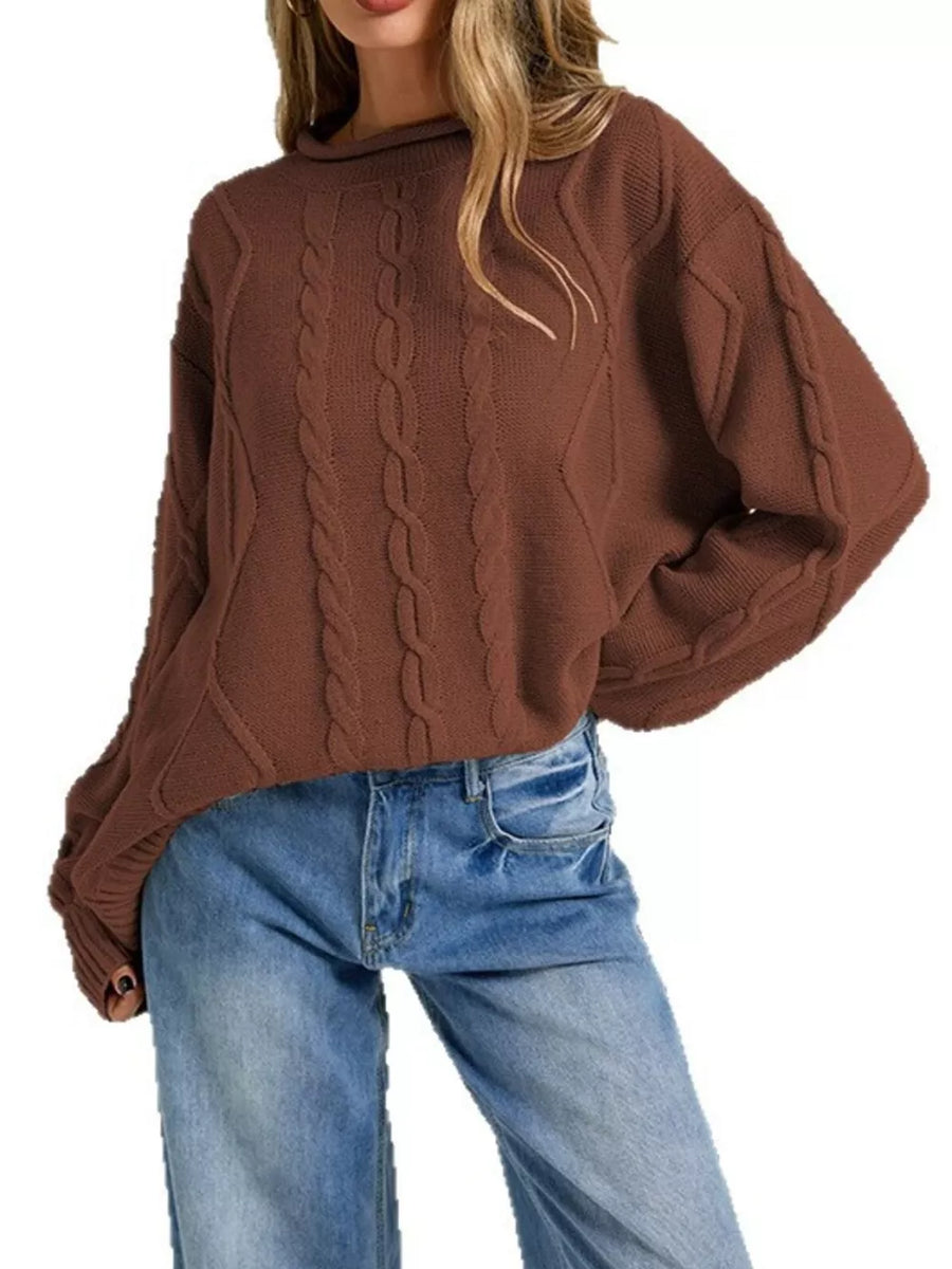 100% Acrylic Care instructions: Machine wash cold pullover sweater in Khaki with relaxed silhouette