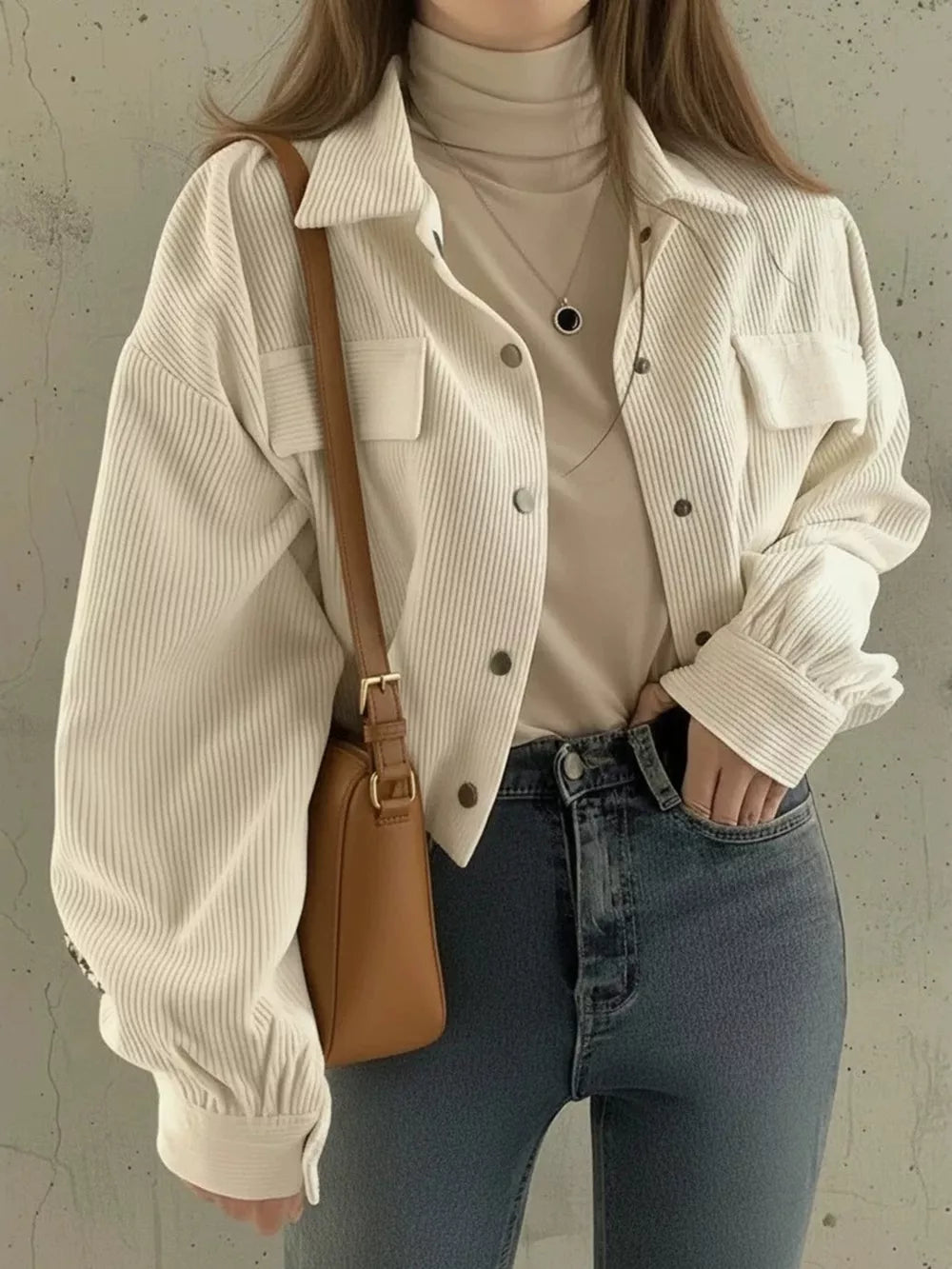 Caramel trucker jacket with cropped and snap