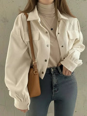 Caramel trucker jacket with cropped and snap
