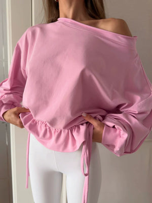 100% polyester Care instructions: Machine wash cold sweatshirt in Pink with relaxed silhouette