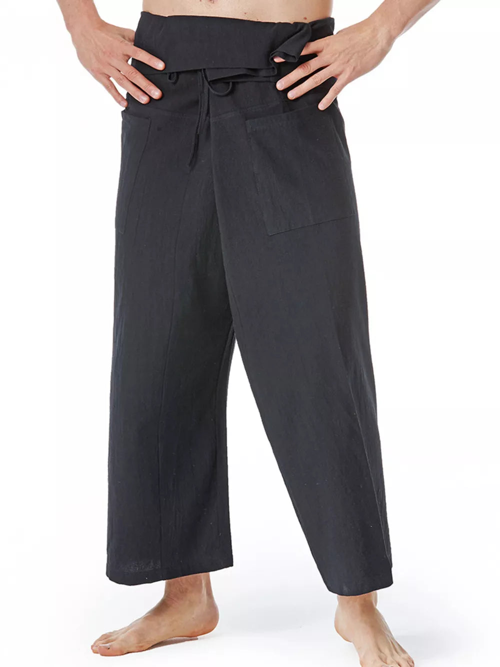 Men's Loose Fit Sweatpants With Tie Waist in Black