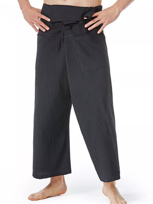 Men's Loose Fit Sweatpants With Tie Waist in Black