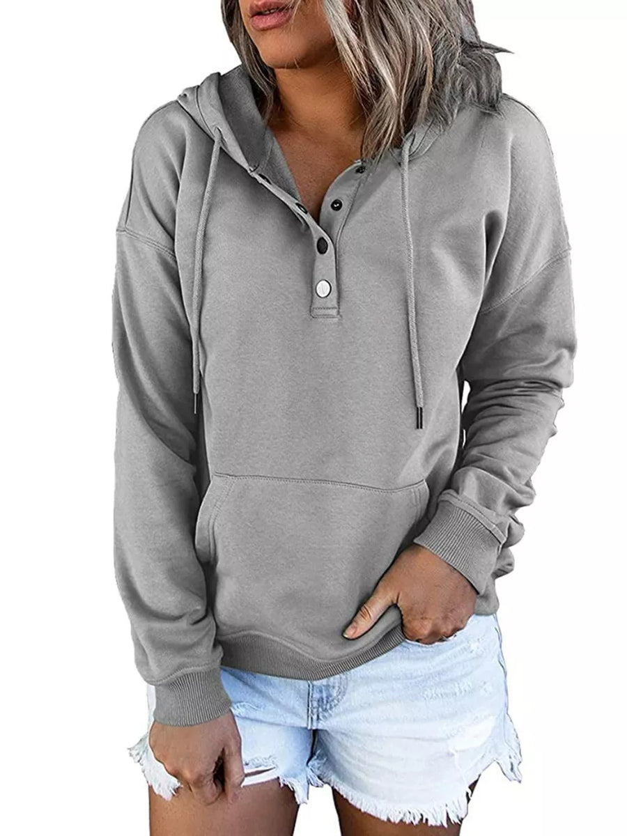 Light Green Full Size Kangaroo Pocket Drawstring Hoodie