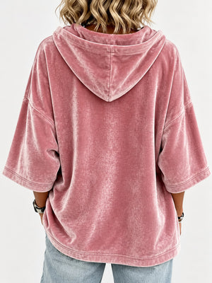Light Blue pullover hoodie with hip-length and pullover