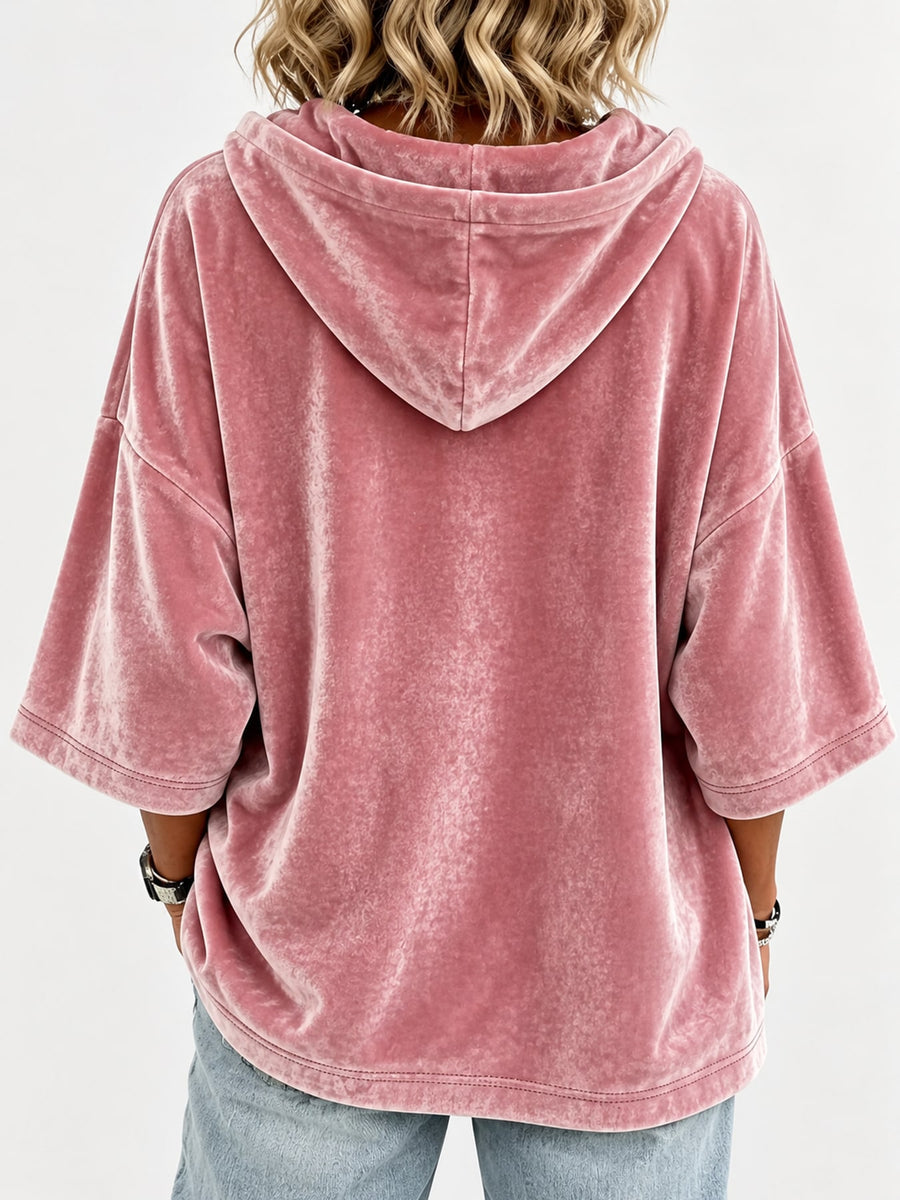 Light Blue pullover hoodie with hip-length and pullover