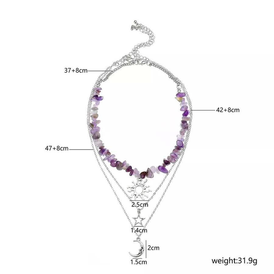 3 Piece Sun Moon Star Pendant Necklace Silver-plated option 5
