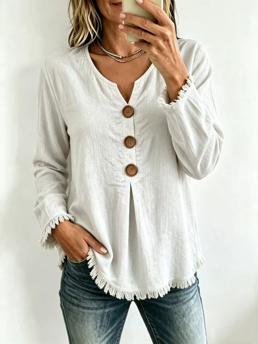 boho blouse in Navy with henley