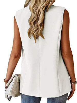 Blue One Button Blazer Vest