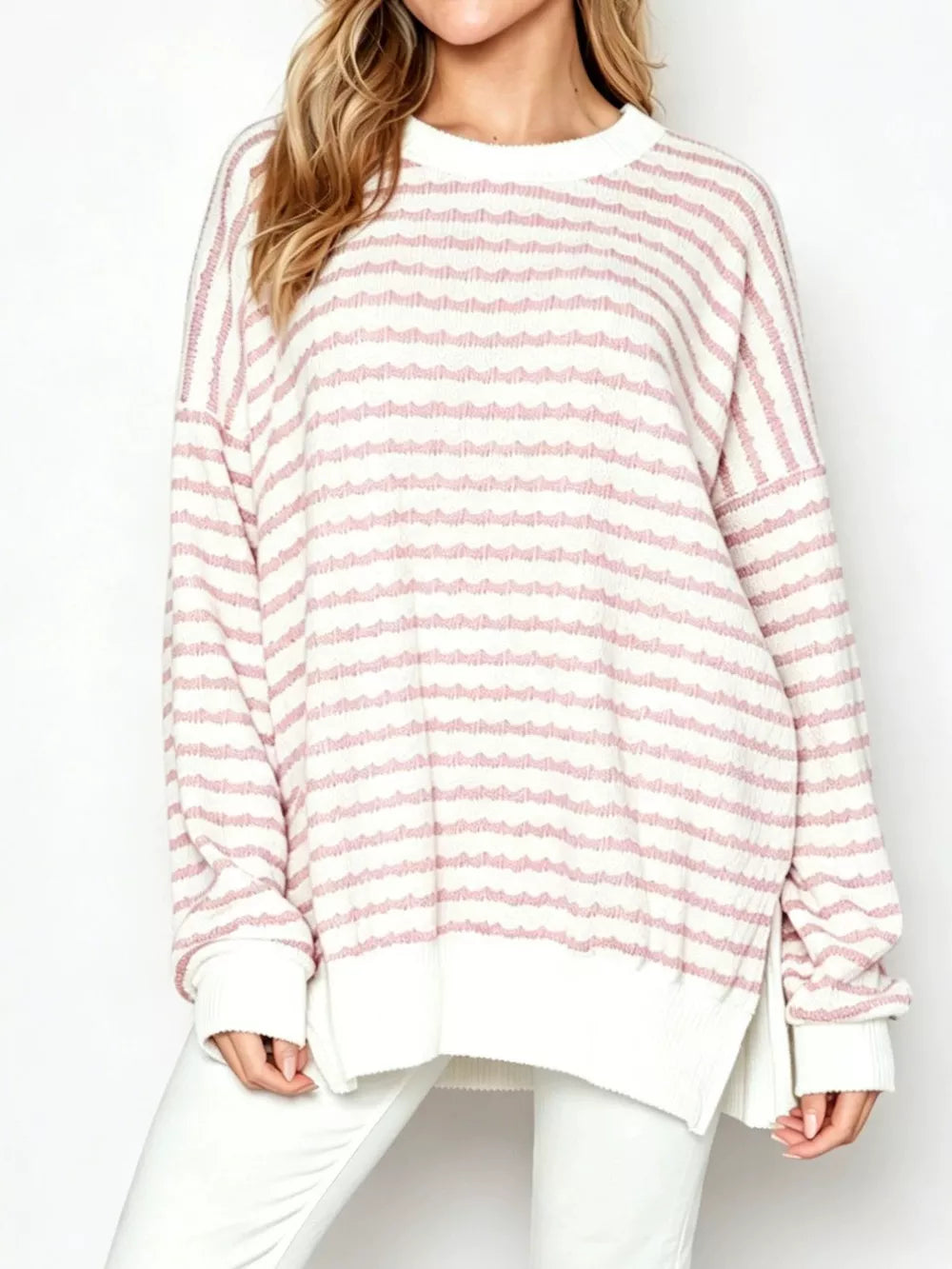 65% viscose, 35% polyester Care instructions: Machine wash cold pullover sweater in Khaki with oversized silhouette