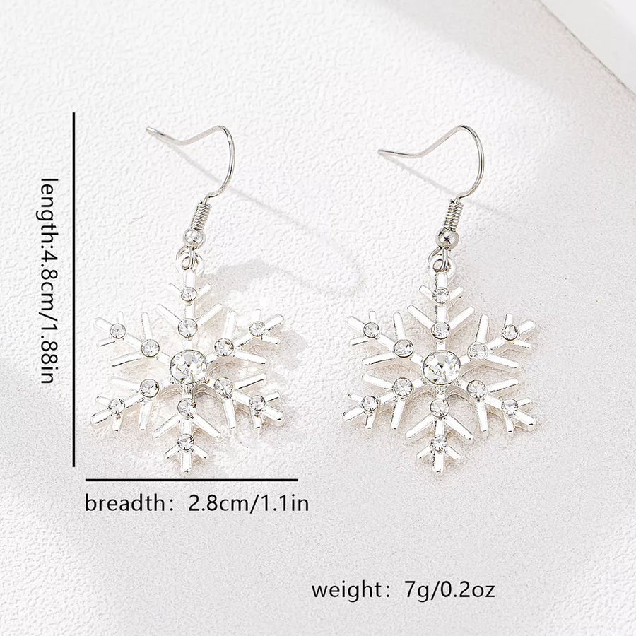 earrings in Silver with snowflake and dangle