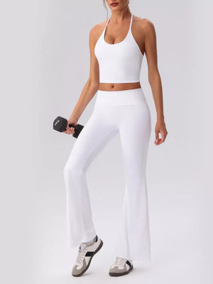 activewear set in Tan with tied and cropped
