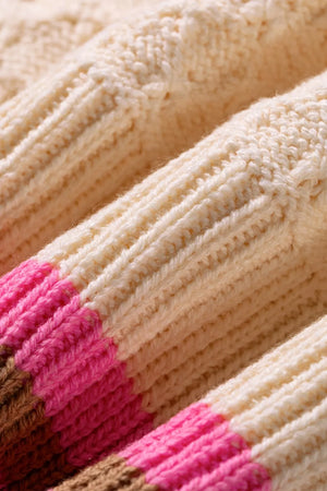 Striped Colorblock Drop Shoulder Sweater option 8