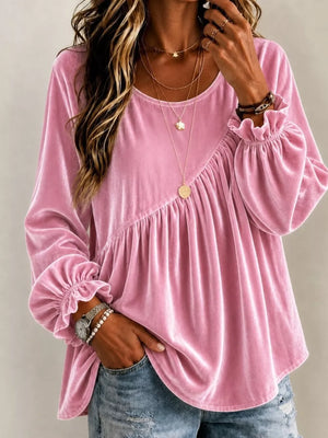 blouse in rose pink featuring babydoll and relaxed fit