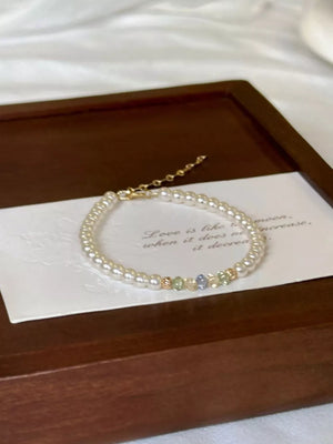 Synthetic Pearl,18K Gold-Plated,925 sterling silver,Crystal Care instructions: A bracelet in light green with not applicable