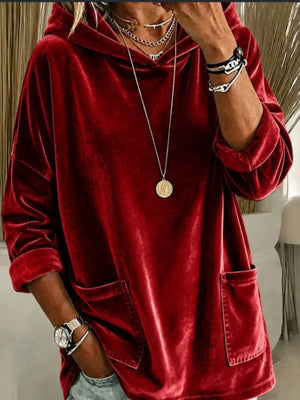 Teal pullover hoodie with hip-length and pullover