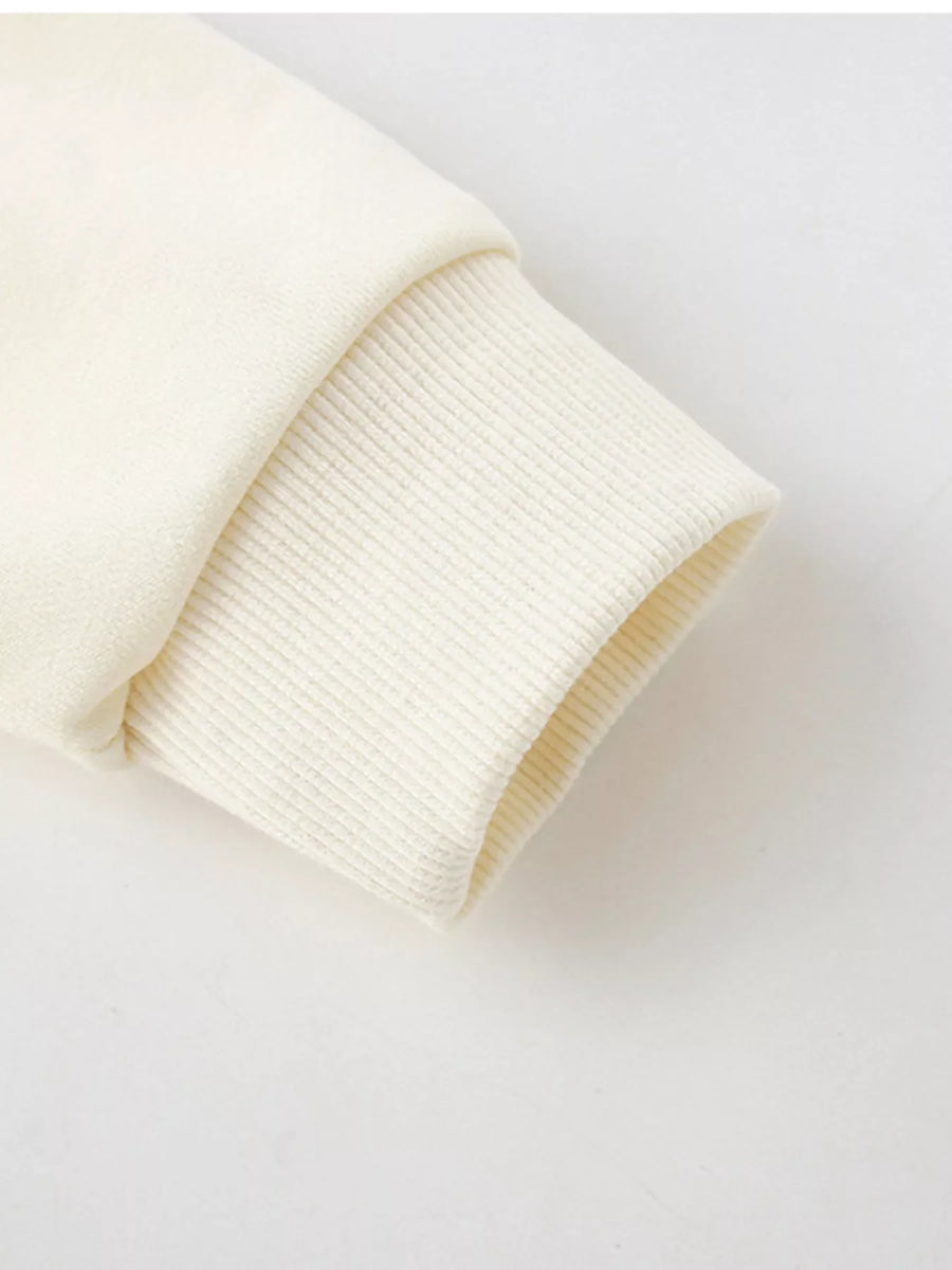 Ivory 100% cotton baby sweatshirt cuff detail