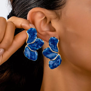 earrings in royal blue featuring drop earrings and irregular fit