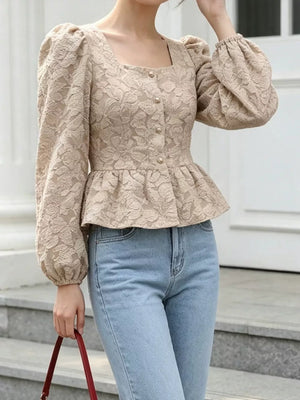 peplum top in White