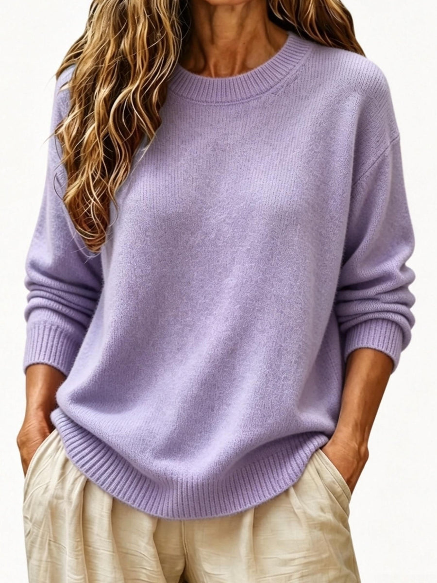 Full Size Round Neck Dropped Shoulder Sweater in Cerulean