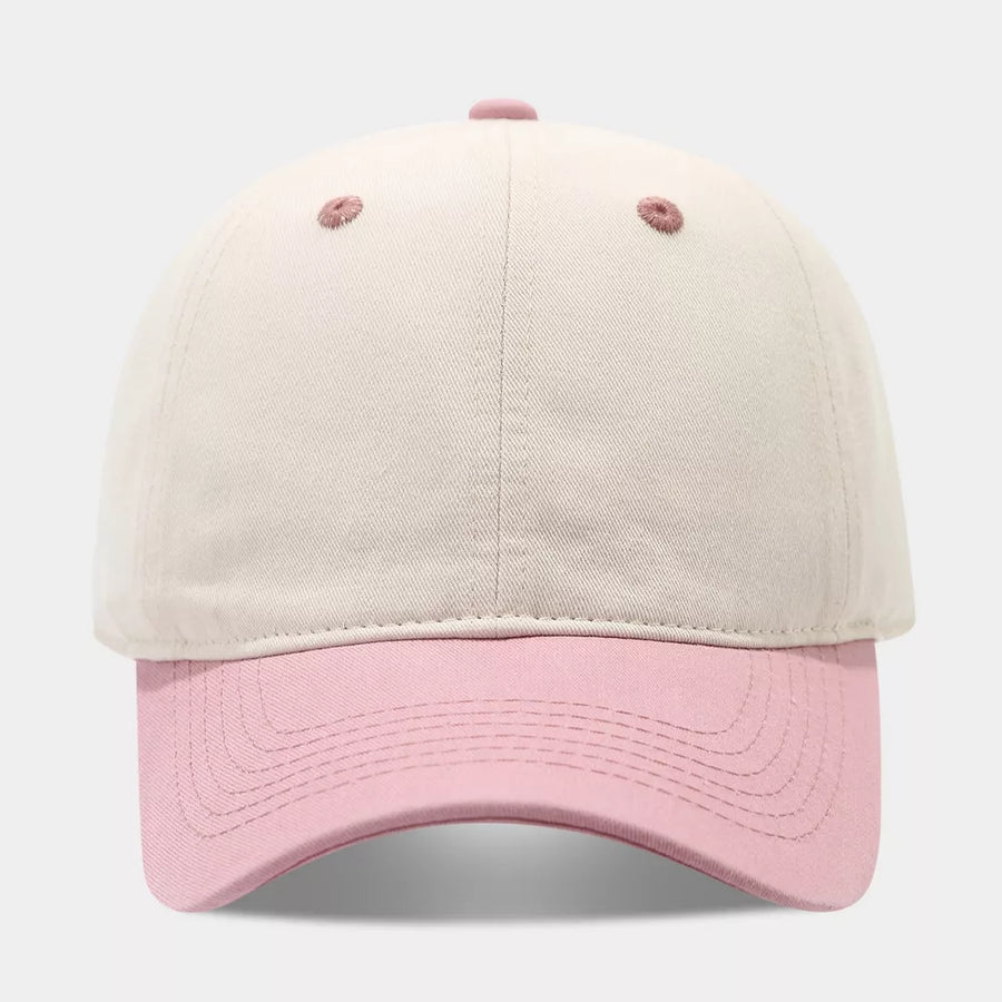 cap in blush pink with color-block and curved brim