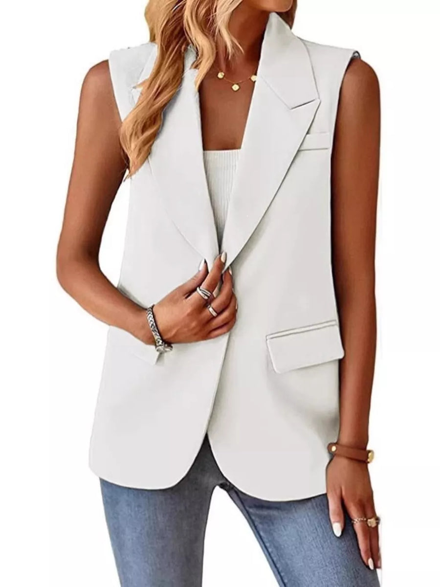Khaki One Button Blazer Vest