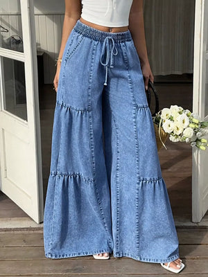 Wide Leg Tiered Jeans option 5
