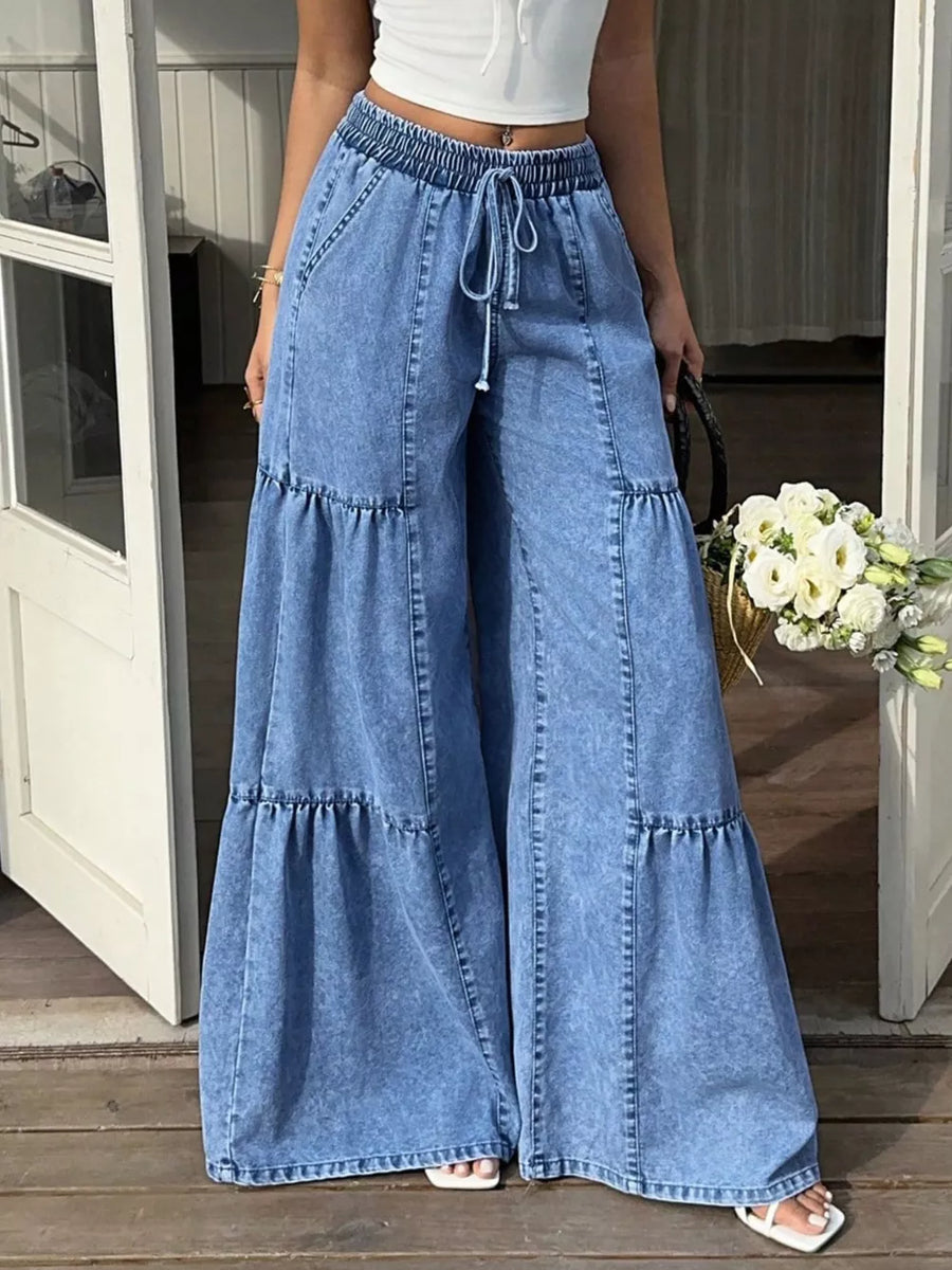 Wide Leg Tiered Jeans option 5