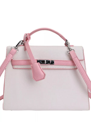 Contrast Trimmed Top-handle Crossbody Bag in White