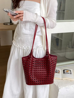 shoulder bag in Red with woven and woven