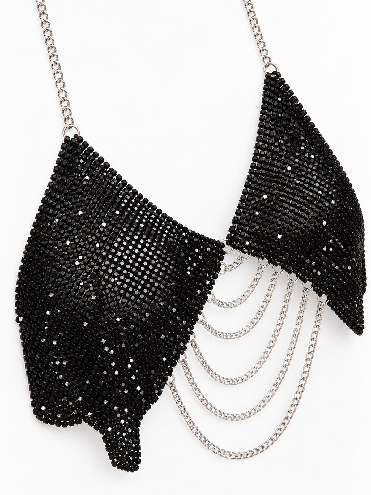 halter top in Black with chainmail and cropped
