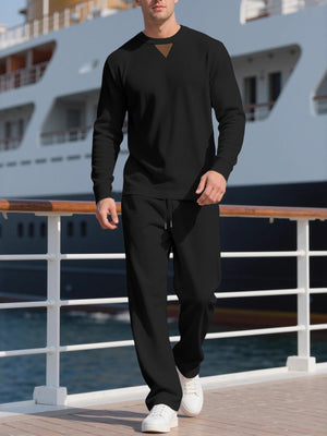 charcoal relaxed pajama set with crew neck