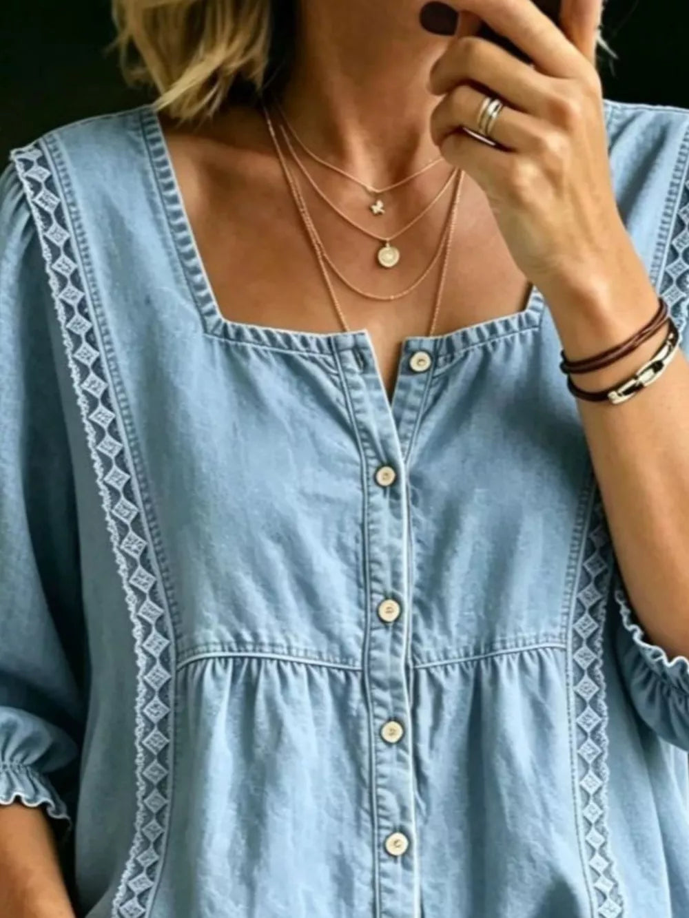 95% cotton, 5% elastane Care instructions: Machine wash cold button-down shirt in Light Blue with relaxed silhouette