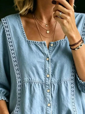 95% cotton, 5% elastane Care instructions: Machine wash cold button-down shirt in Light Blue with relaxed silhouette