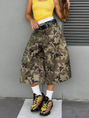 Polish Camouflage, Camouflage Wide-leg Cropped Pants in Polish Camouflage