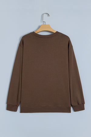 sweatshirt in Chocolate with polka dot and slogan print