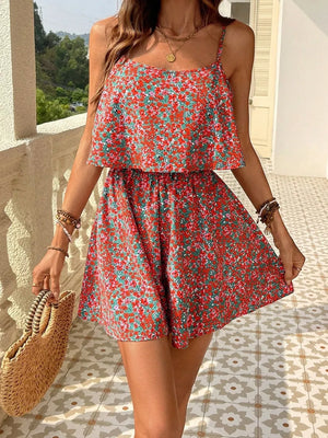 Floral Print Spaghetti Strap Romper option 4