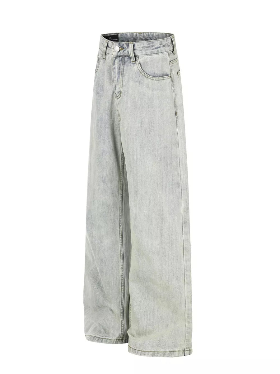 Men S Washed Wide Leg Jeans in Blue
