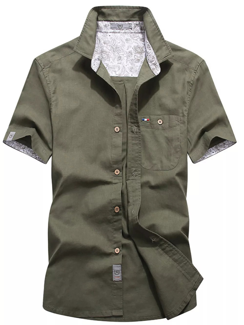 Light Blue Men's Full Size Button Up Short-sleeve Casual Shirt