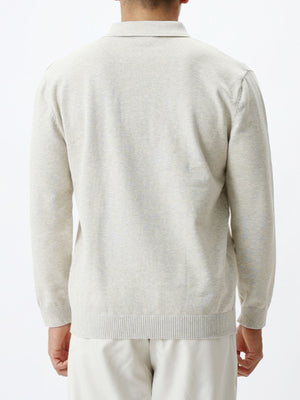 Flower Dark Gray regular pullover sweater with collared