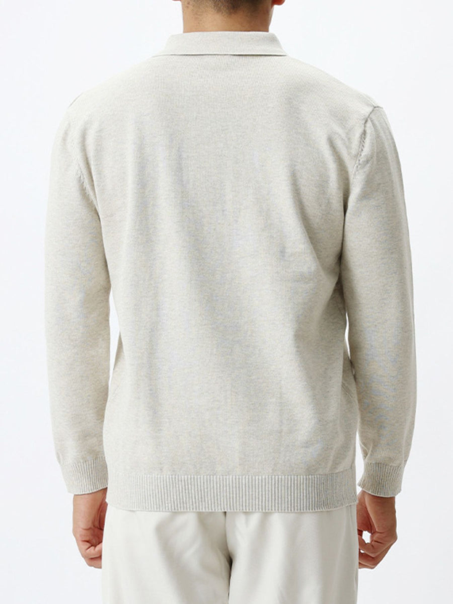 Flower Dark Gray regular pullover sweater with collared