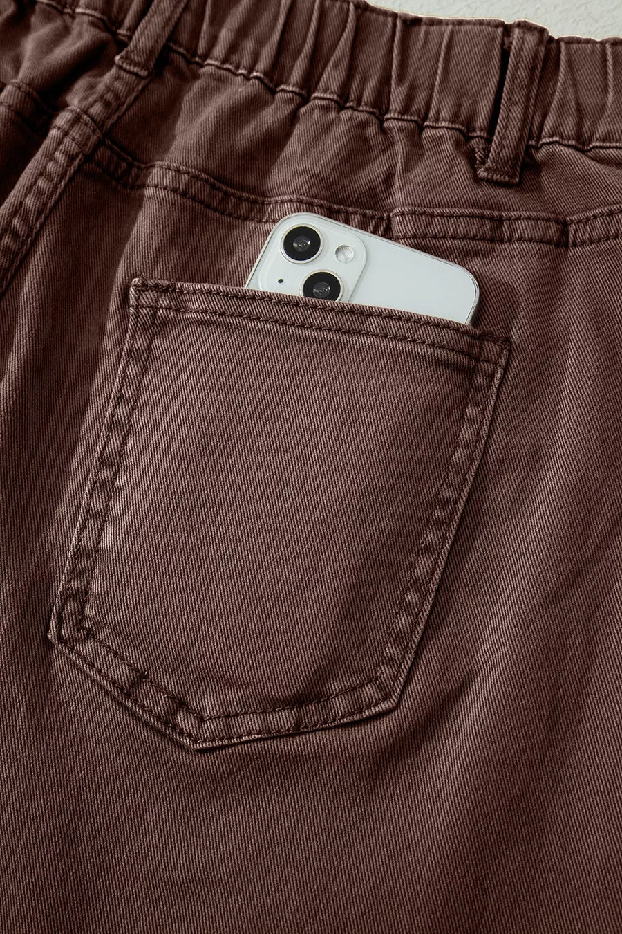 Solid Color Square Patch Pocket Barrel Jeans option 15