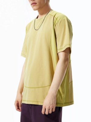 Relaxed fit t-shirt in yellow with contrast stitching and a crew neck.