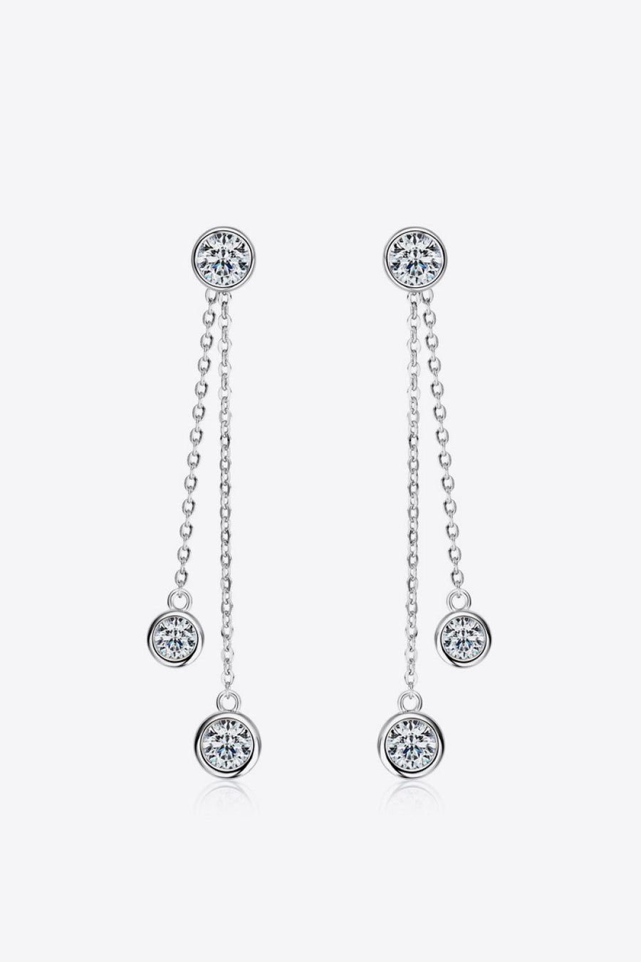Silver cascade diamond drop earrings with chain detail