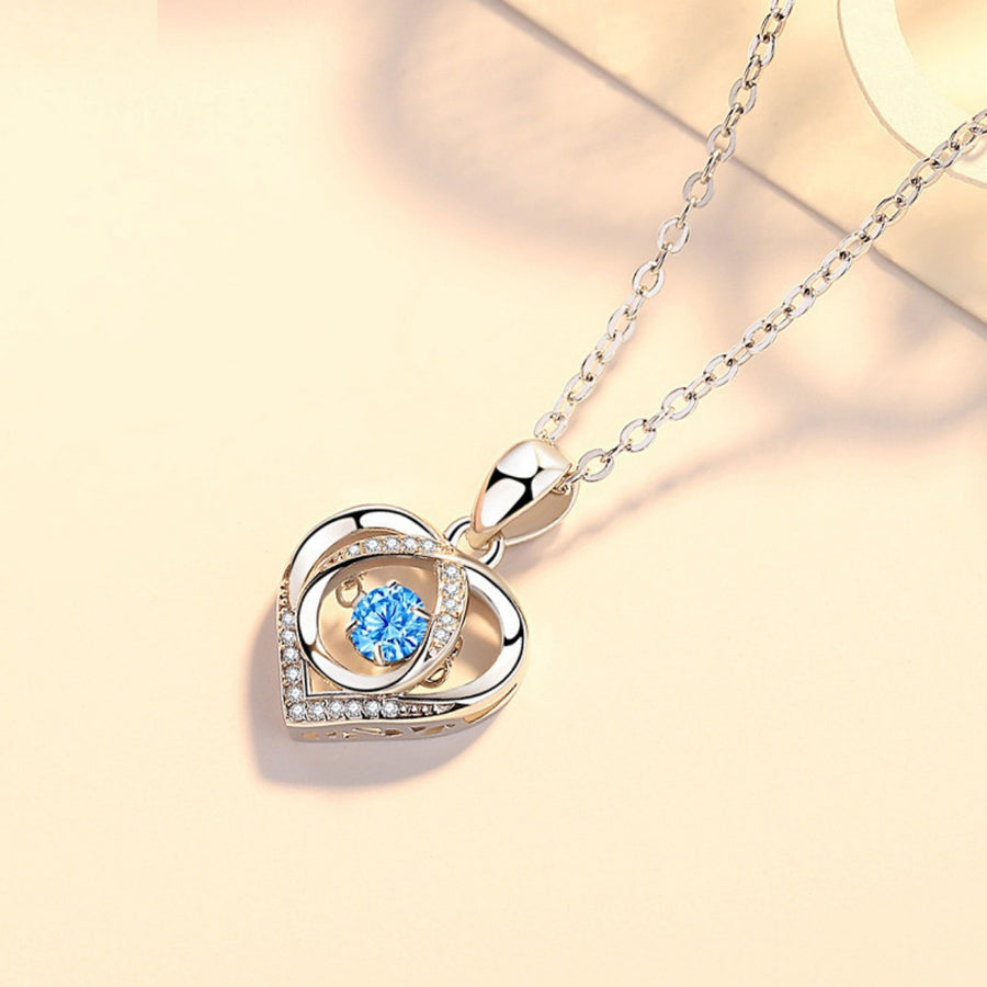 925 sterling silver,Rhinestone Care instructions: Avoid wearing during exercise, necklace in sky blue with heart-shaped