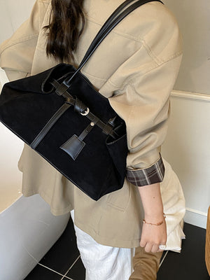 Suede Imported Size &amp shoulder bag in Black with structured silhouette