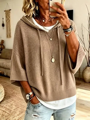 modern pullover sweater in Brown with hooded