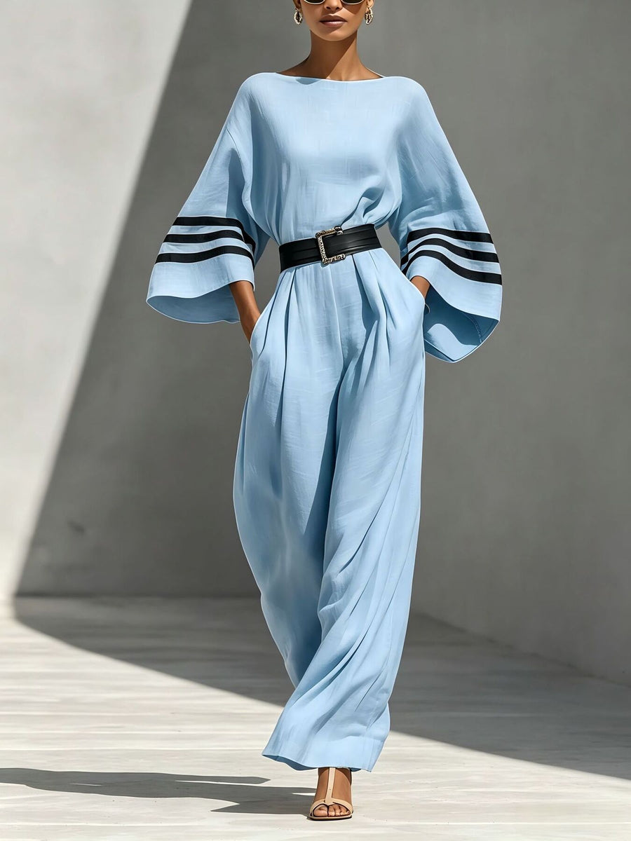 off-white jumpsuit with full-length and pullover
