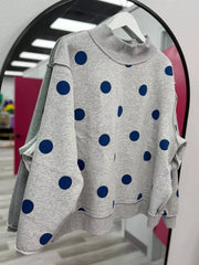 Gray sweatshirt with pullover and polka dot