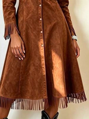 western shirt dress in dusty blue with collared