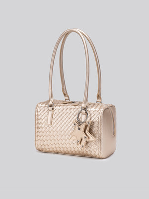 handbag in Champagne with woven texture and woven texture